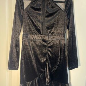 Classy, so petty, SHEIN Black Velvet long Sleeve Dress